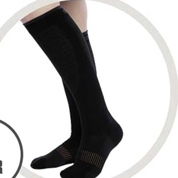 Copper Fit Unisex Easy On/Off Energy Compression Socks Black 2 Pairs Bundle - Picture 1 of 5